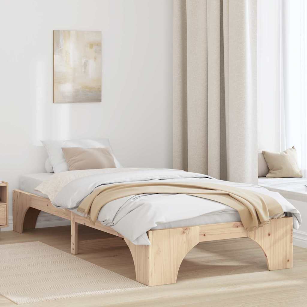 Sängram Naturfärg 75 x 190 cm Massiv furu