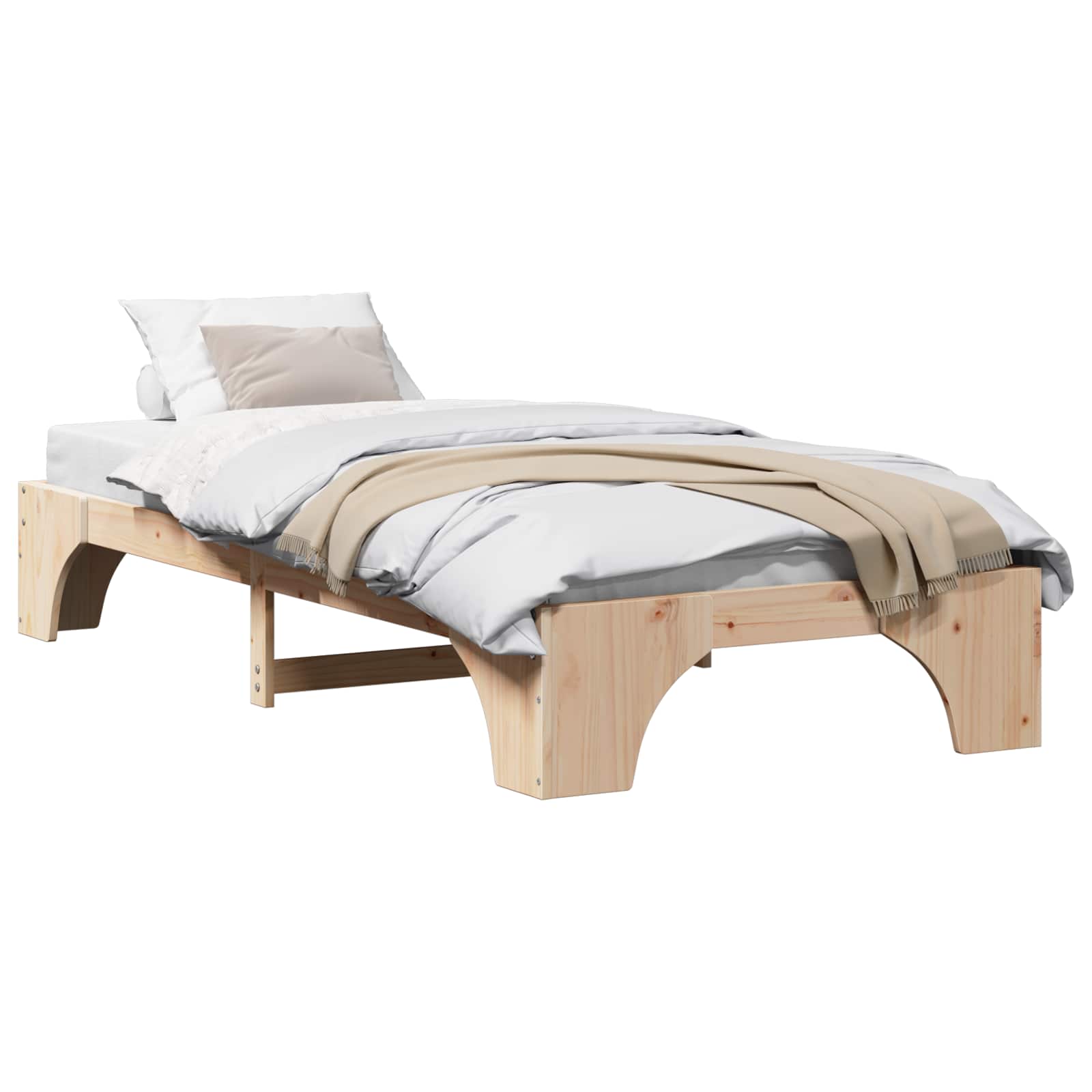 Sängram Naturfärg 75 x 190 cm Massiv furu