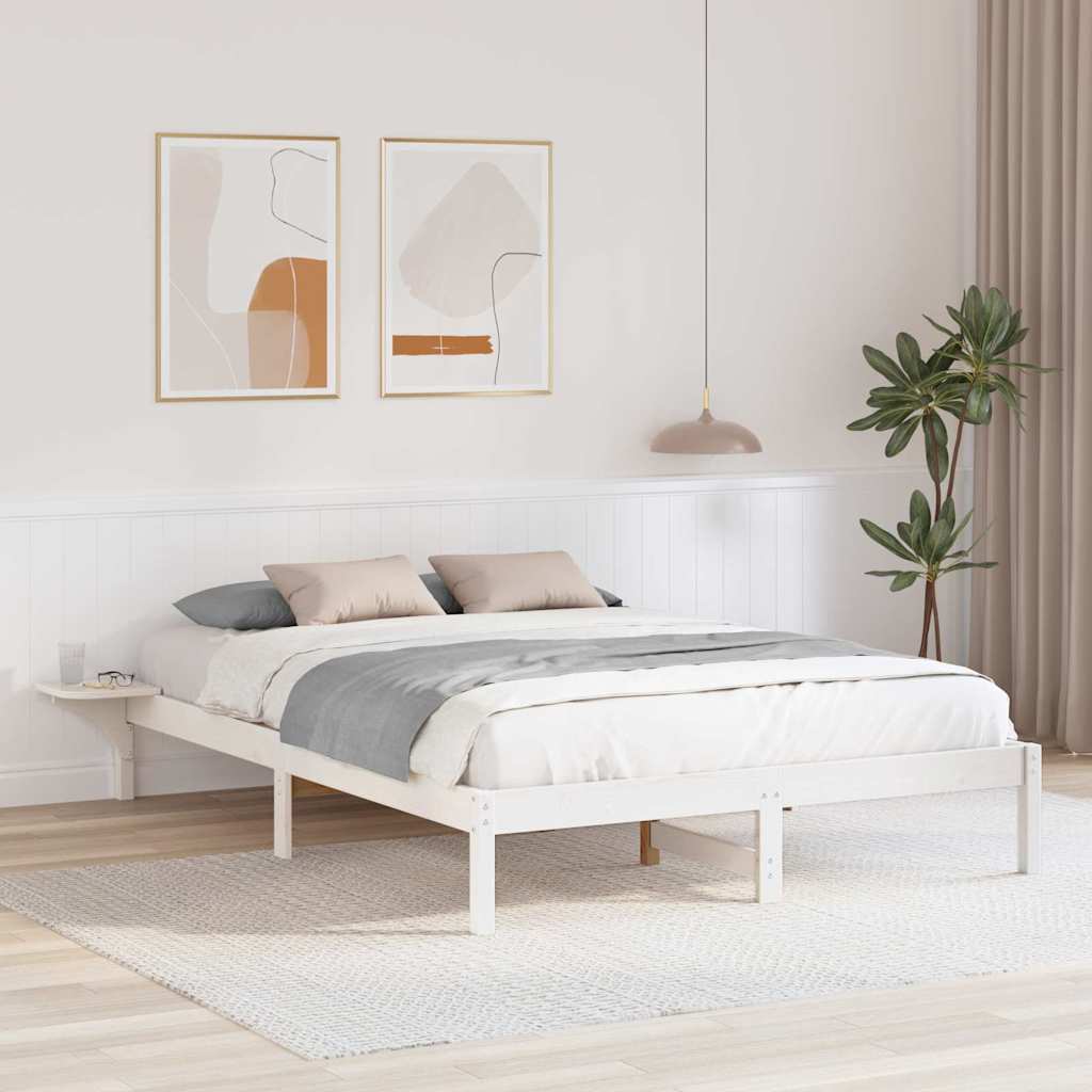 Sängram Vit 160 x 200 cm Massiv furu