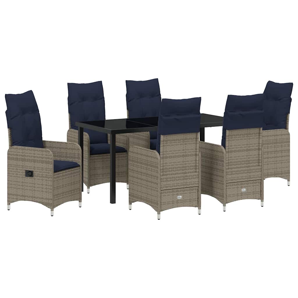 Trädgårdsmöbelset 7 pcs Svart konstrotting