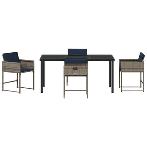 Trädgårdsmöbelset med kudde 5 pcs Grå konstrotting