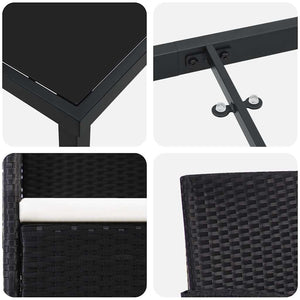 Trädgårdsmöbelset med kudde 7 pcs Svart konstrotting