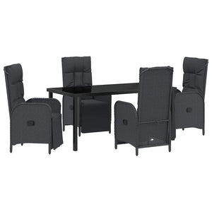 Trädgårdsmöbelset med kudde 5 pcs Svart konstrotting