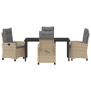 Trädgårdsmöbelset med kudde 5 pcs Beige konstrotting