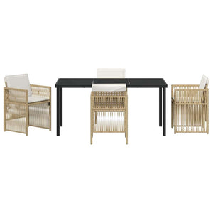 Trädgårdsmöbelset 5 pcs Beige Pulverlackerat stål