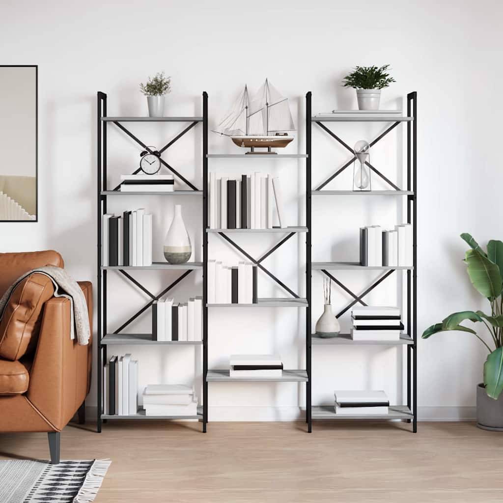 Hyllsystem 156 x 25 x 167 cm Konstruerat trä Grå sonoma