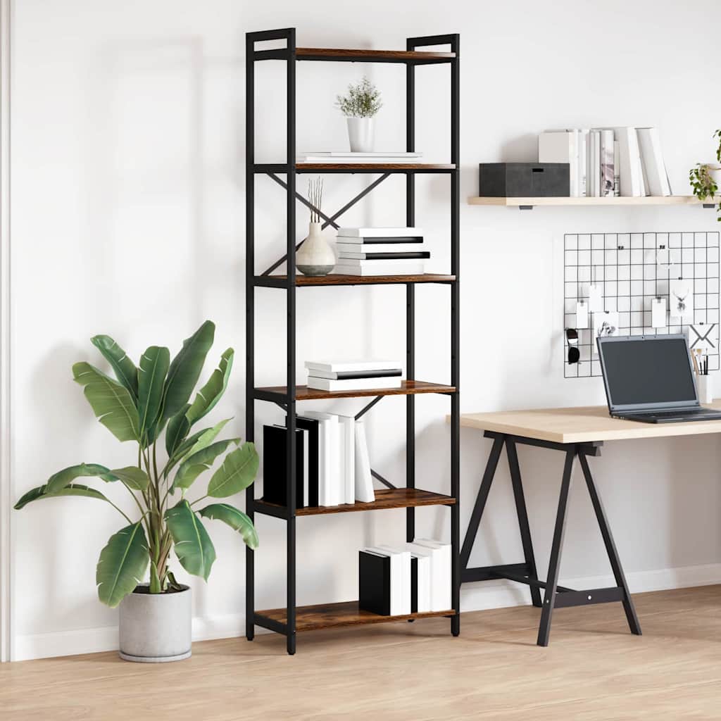 Hyllsystem 60 x 30 x 189,5 cm Konstruerat trä Rökt ek