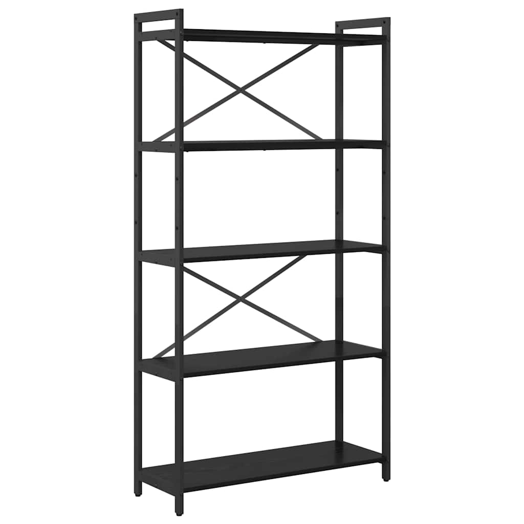 Hyllsystem 80 x 30 x 155 cm Konstruerat trä Svart Ek