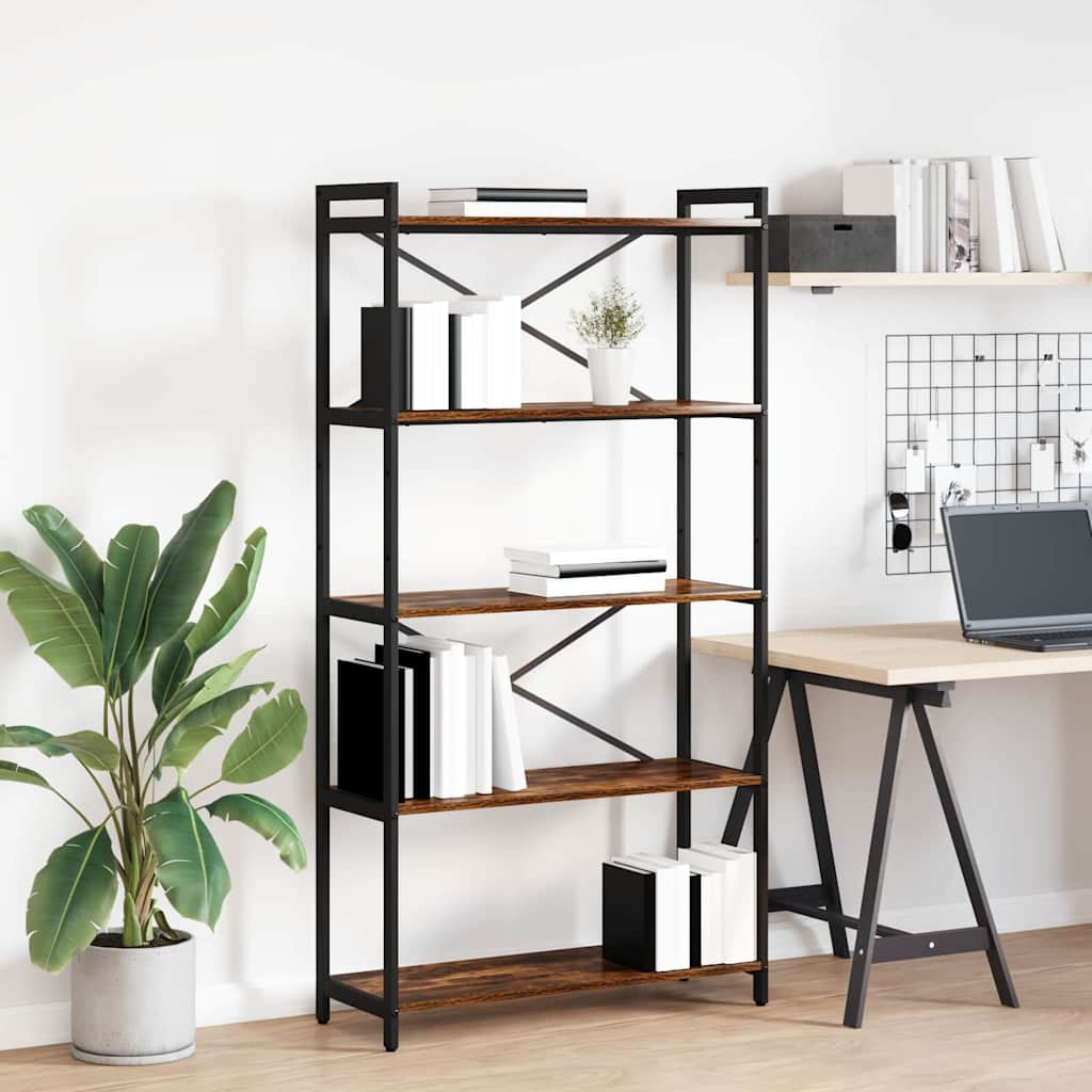 Hyllsystem 80 x 30 x 155 cm Konstruerat trä Rökt ek