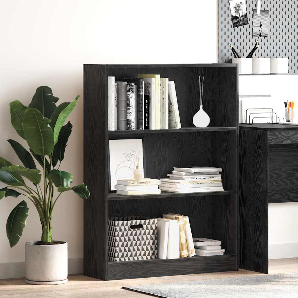 Hyllsystem 80 x 24 x 109 cm Konstruerat trä Svart Ek