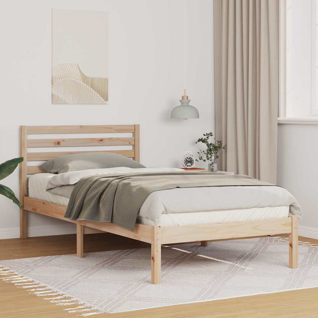 Sängram med huvudgavel Brun 80 x 200 cm Massiv furu