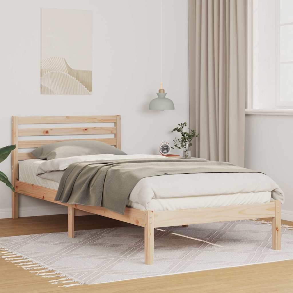 Sängram med huvudgavel Brun 80 x 210 cm Massiv furu