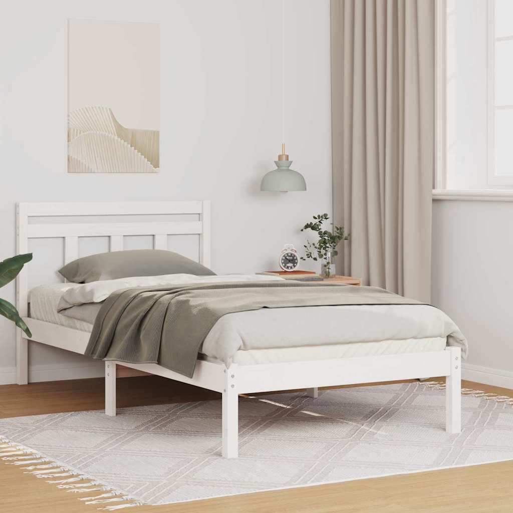 Sängram Vit 90 x 200 cm Massiv furu