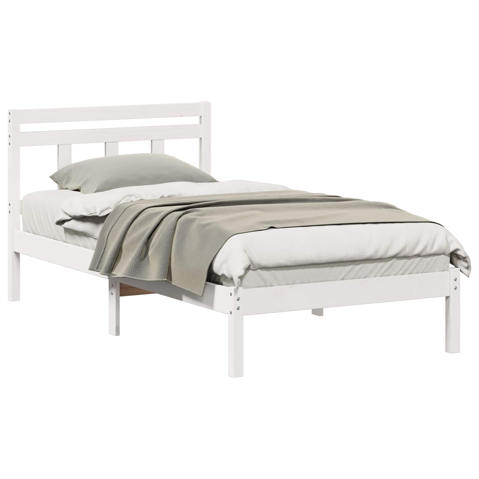 Sängram Vit 90 x 190 cm Massiv furu