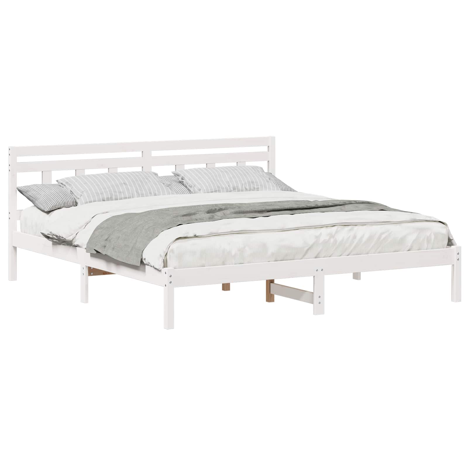 Sängram Vit 200 x 200 cm Massiv furu