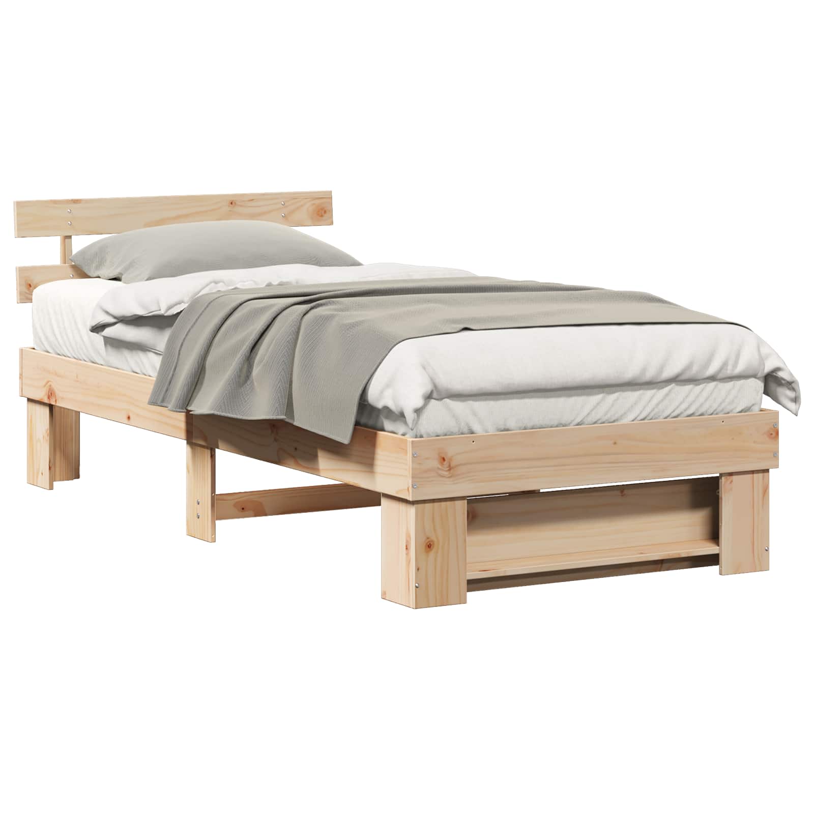 Sängram med huvudgavel Brun 75 x 190 cm Massiv furu