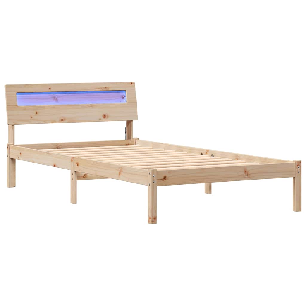 Sängram med huvudgavel Brun 90 x 200 cm Massiv furu