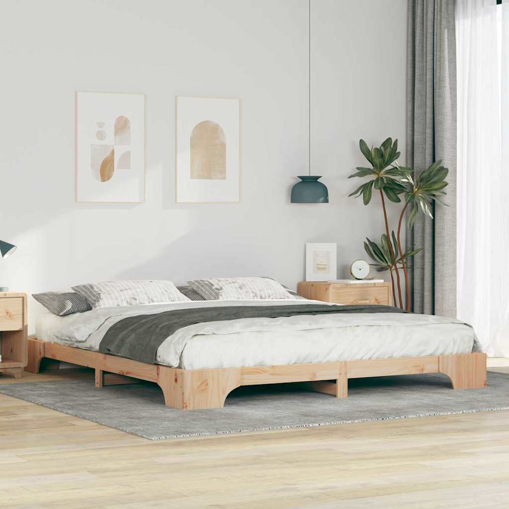 Sängram Brun 180 x 210 cm Massiv furu