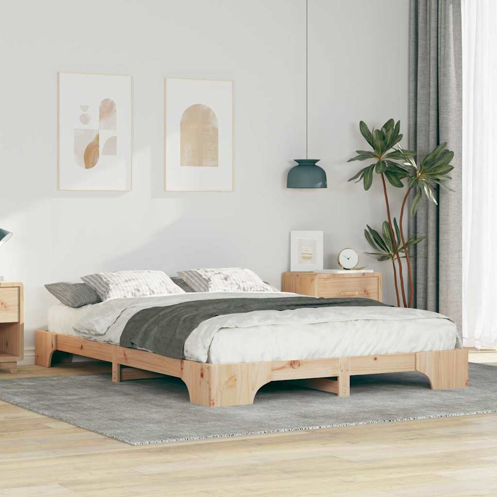 Sängram Brun 140 x 220 cm Massiv furu