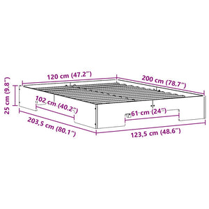 Sängram med lagring Brun 120 x 200 cm Massiv furu