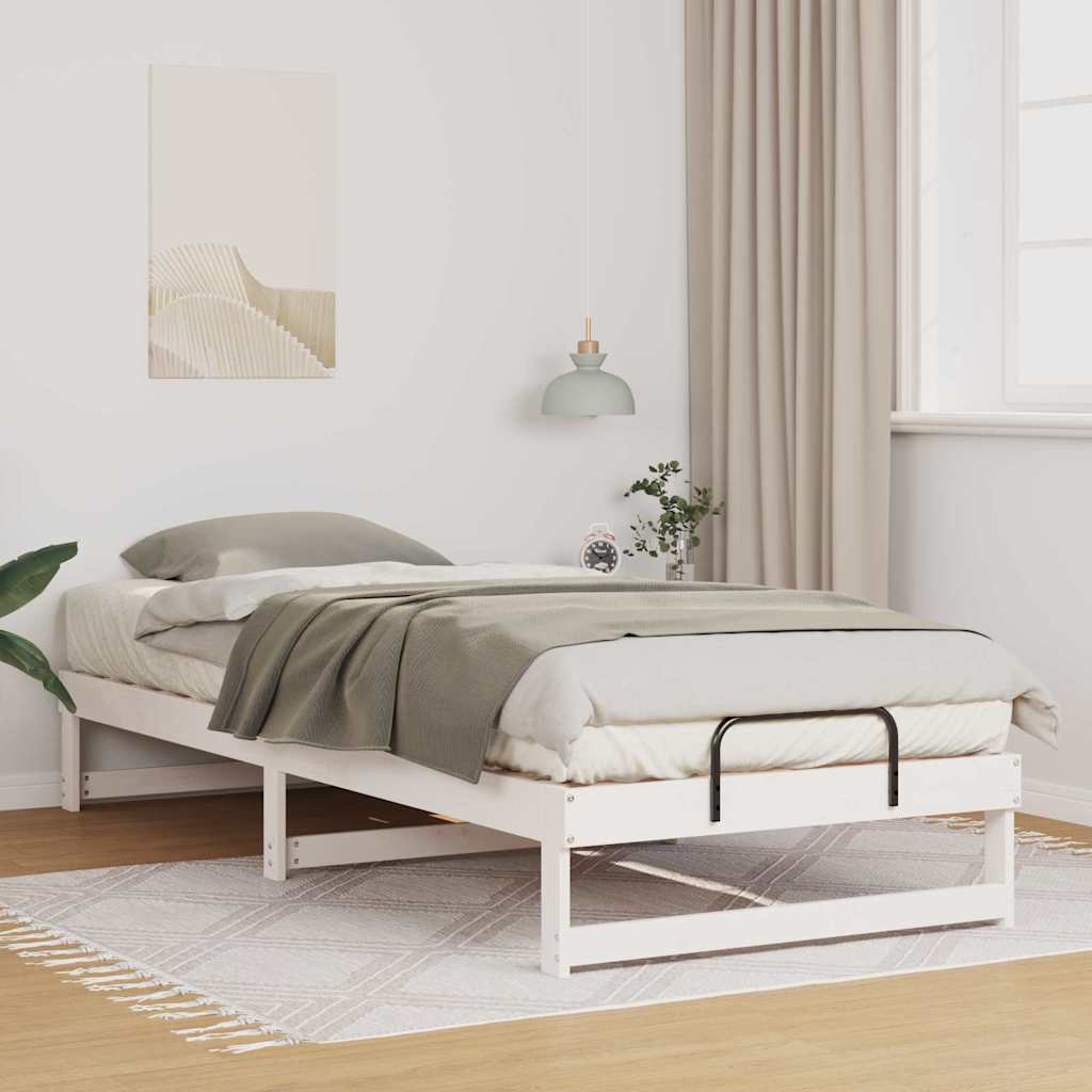 Sängram Vit 90 x 220 cm Massiv furu
