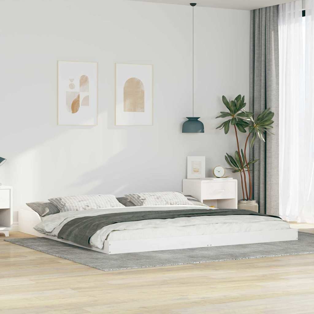 Sängram Vit 200 x 200 cm Massiv furu