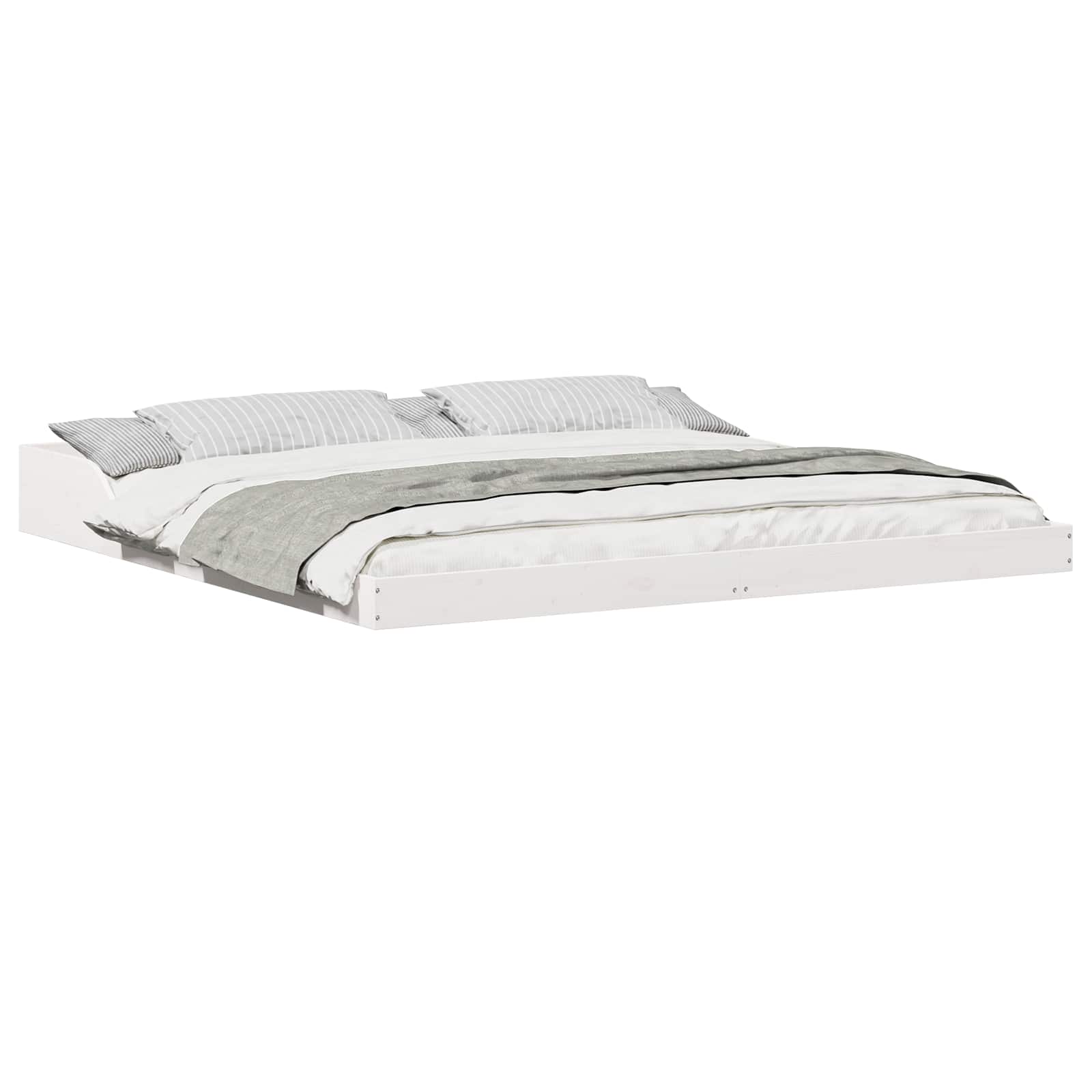 Sängram Vit 200 x 200 cm Massiv furu