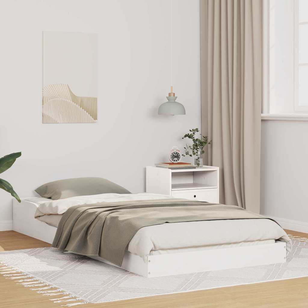 Sängram Vit 90 x 220 cm Massiv furu