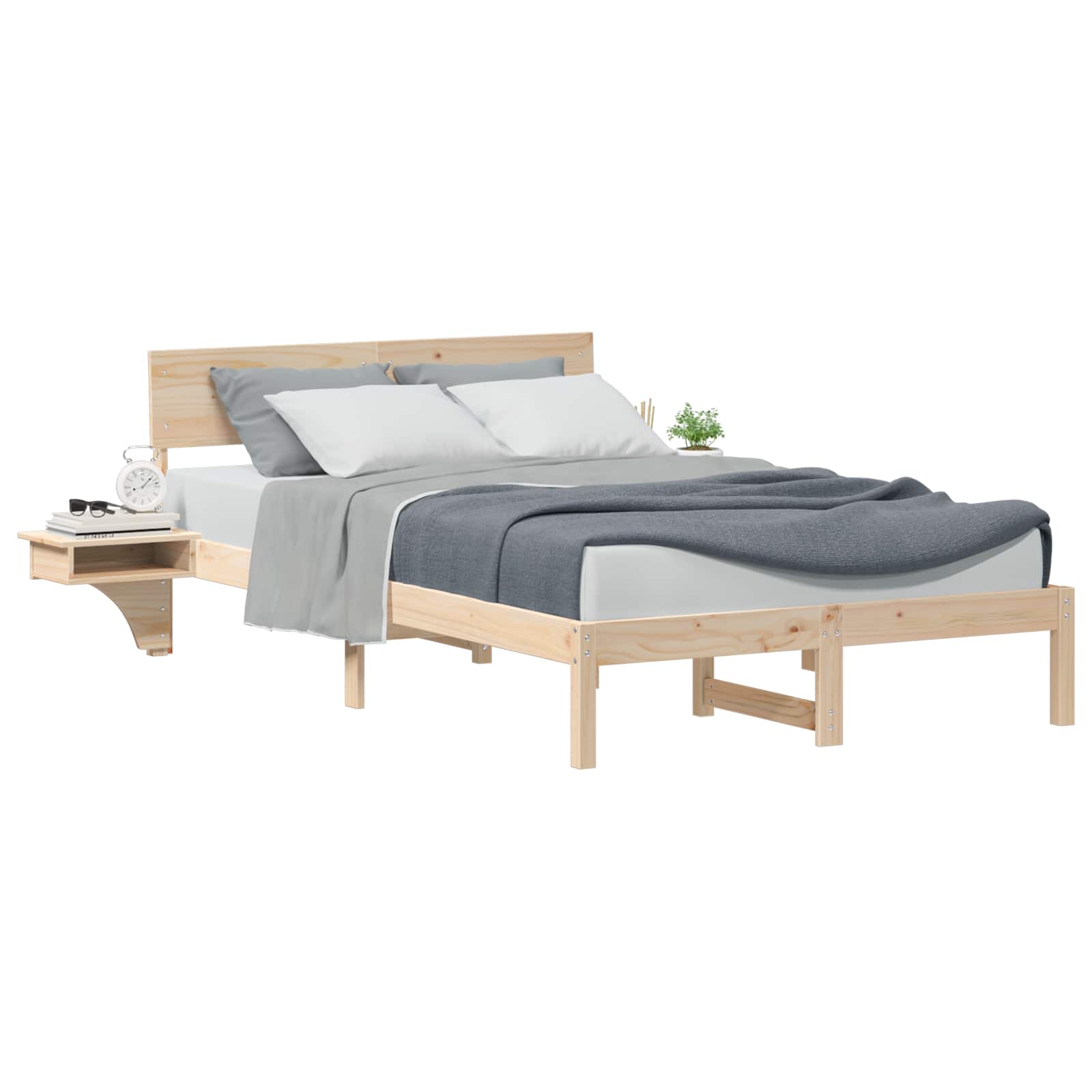 Sängram med huvudgavel Brun 140 x 190 cm Massiv furu