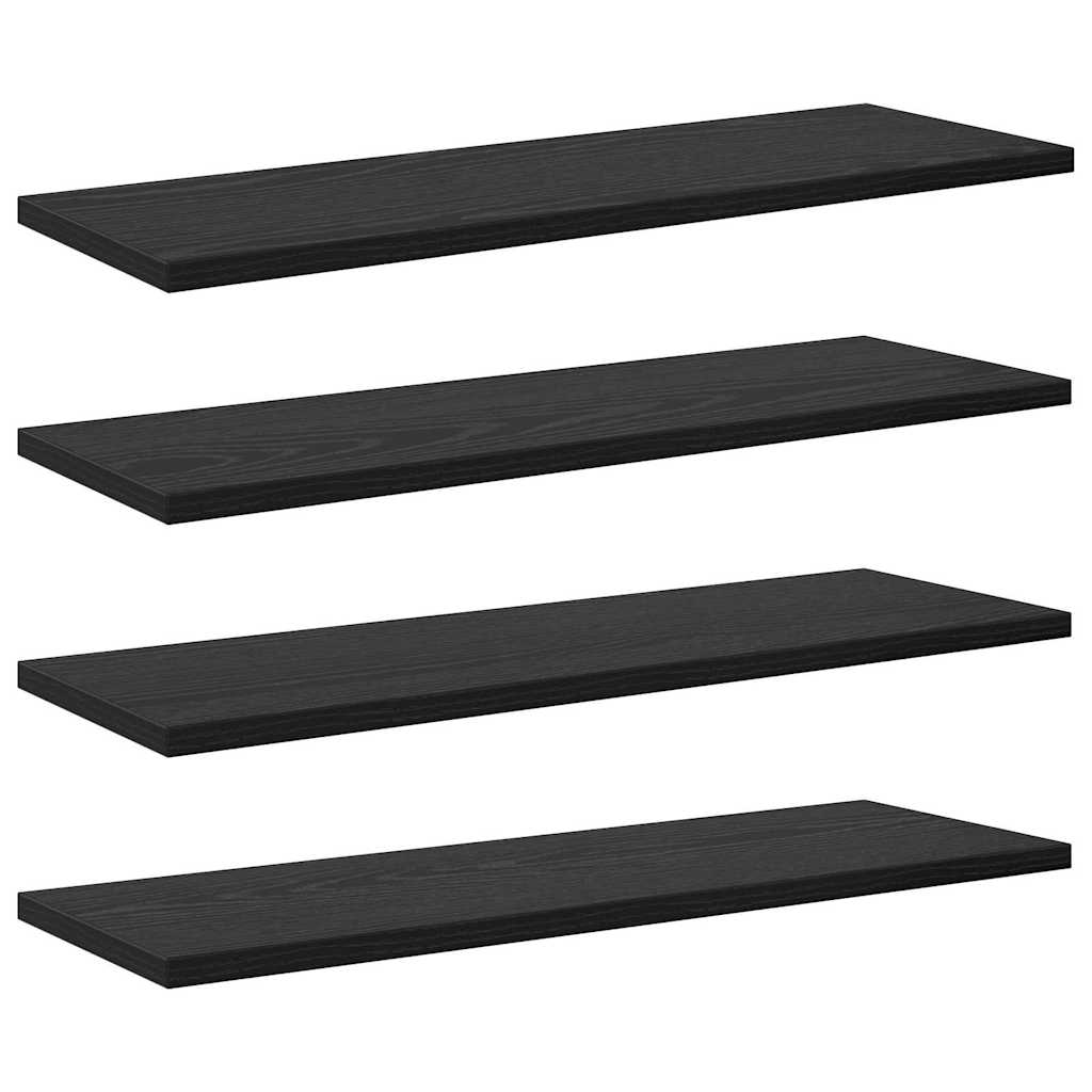 Bokhylla Bräda 4 pcs Svart 60 x 20 x 1.5 cm Konstruerat trä