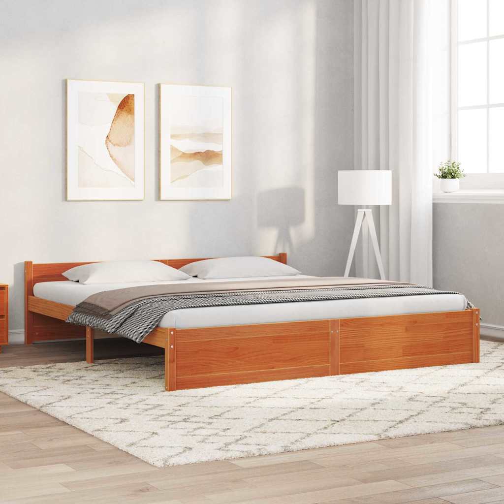Sängram Vaxbrun 205,5 x 205,5 x 51 cm Massiv furu