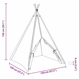 Teepee Tält Vit 120 x 120 x 150 cm Tyg och Plast