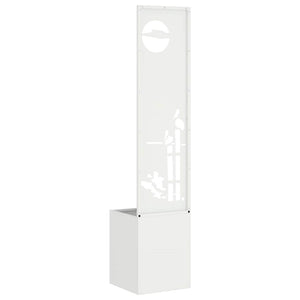 Trädgårds integritetsskärm Vit 32 x 140 cm Kallvalsat stål