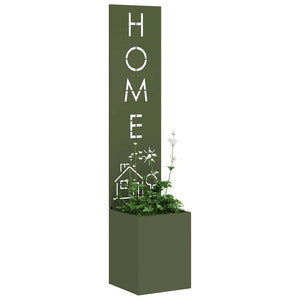 Trädgårds integritetsskärm Olivgrön 32 x 140 cm Kallvalsat stål