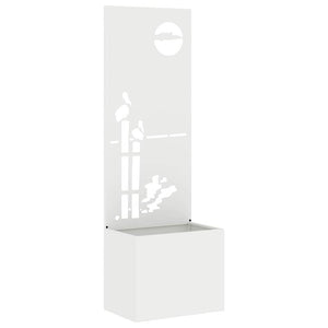 Trädgårds integritetsskärm Vit 50 x 140 cm Kallvalsat stål