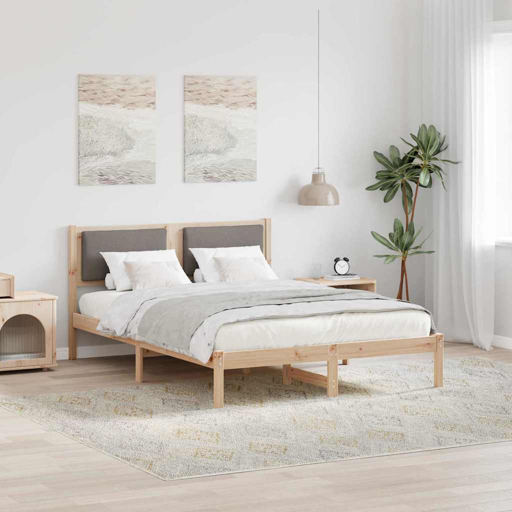 Sängram med huvudgavel Taupe 140 x 200 cm Massiv furu