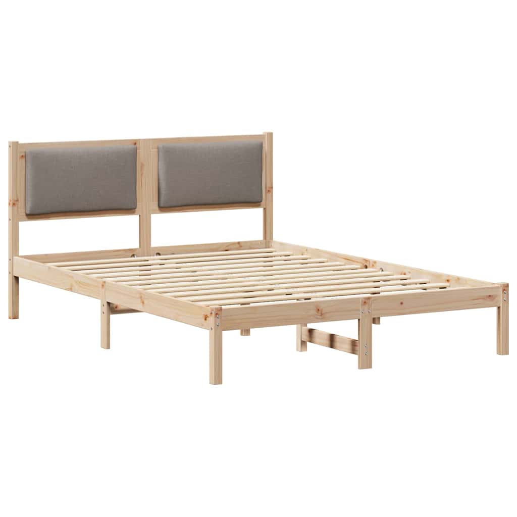 Sängram med huvudgavel Taupe 140 x 200 cm Massiv furu