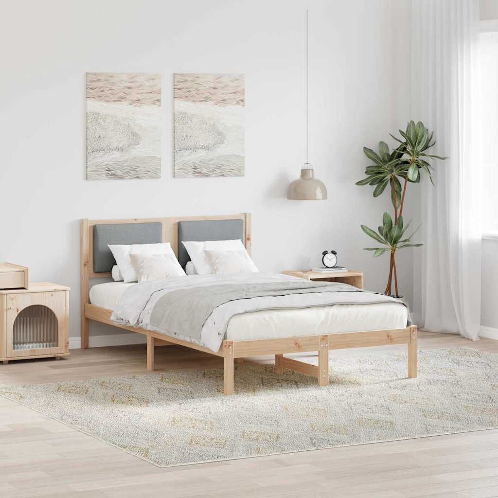 Sängram med huvudgavel Ljusgrå 120 x 200 cm Massiv furu