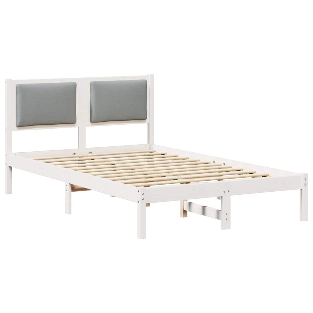 Sängram med huvudgavel Ljusgrå 120 x 200 cm Massiv furu