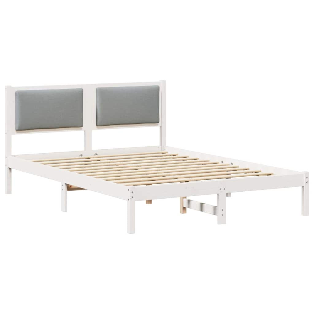Sängram med huvudgavel Ljusgrå 140 x 190 cm Massiv furu
