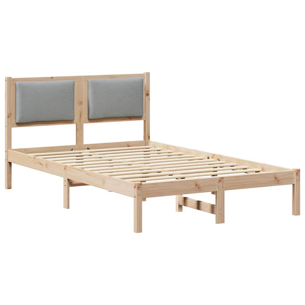 Sängram med huvudgavel Ljusgrå 120 x 190 cm Massiv furu