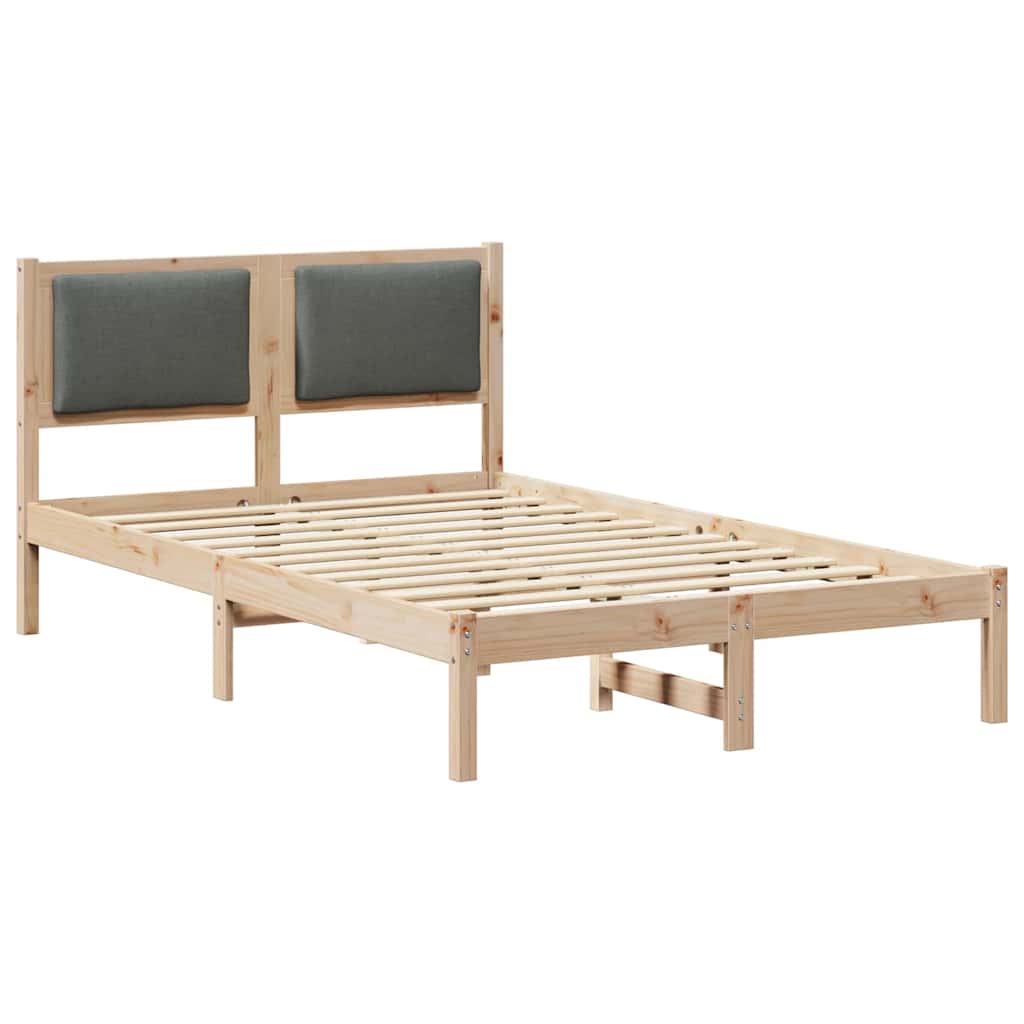 Sängram med huvudgavel Mörkgrå 120 x 190 cm Massiv furu
