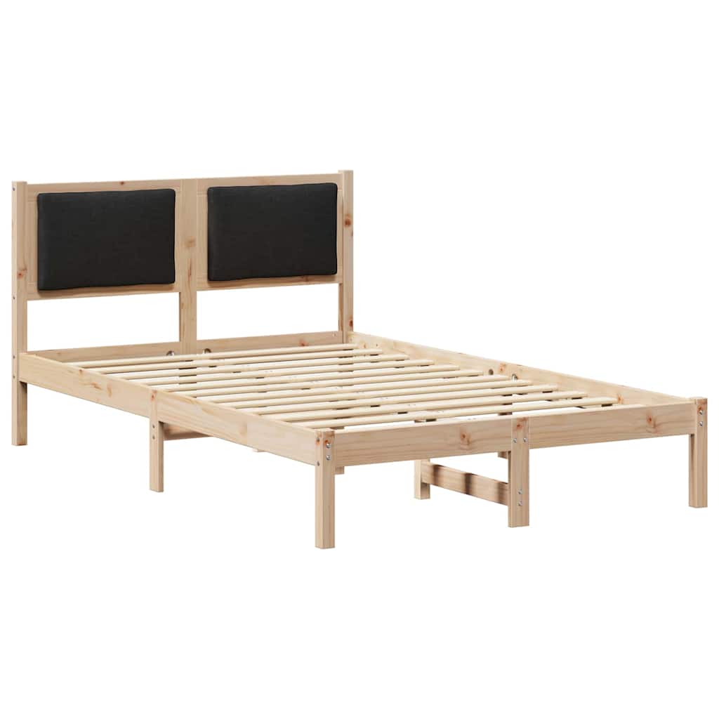 Sängram med huvudgavel Svart 120 x 190 cm Massiv furu