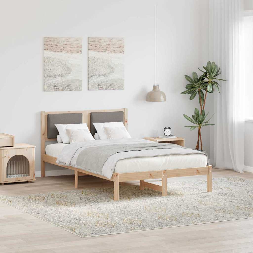Sängram med huvudgavel Taupe 120 x 190 cm Massiv furu