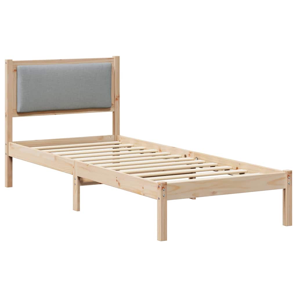 Sängram med huvudgavel Ljusgrå 80 x 200 cm Massiv furu