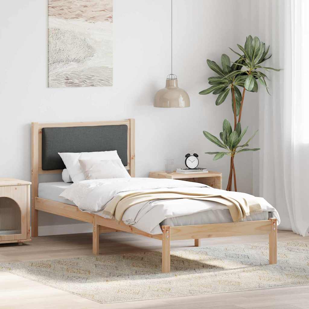 Sängram med huvudgavel Mörkgrå 80 x 200 cm Massiv furu