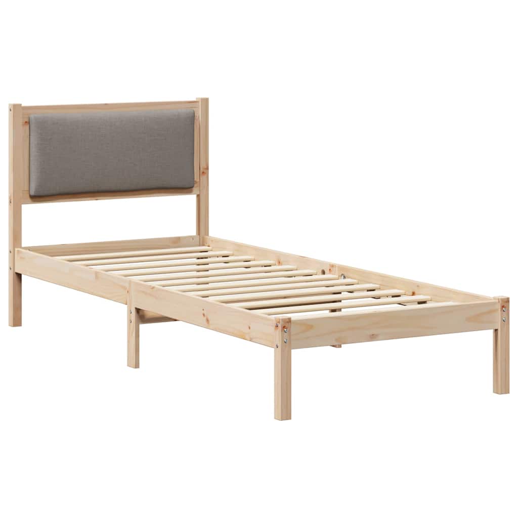 Sängram med huvudgavel Taupe 80 x 200 cm Massiv furu
