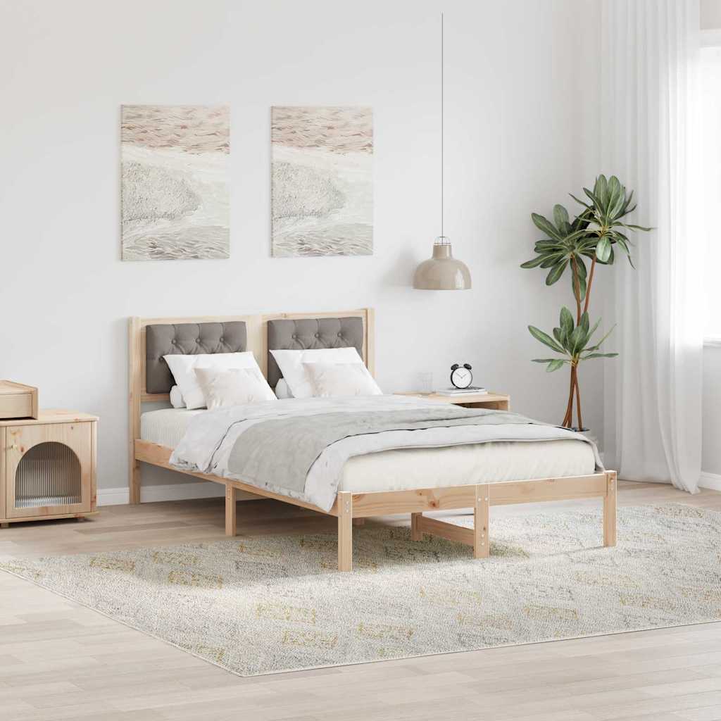 Sängram med huvudgavel Taupe 120 x 200 cm Massiv furu