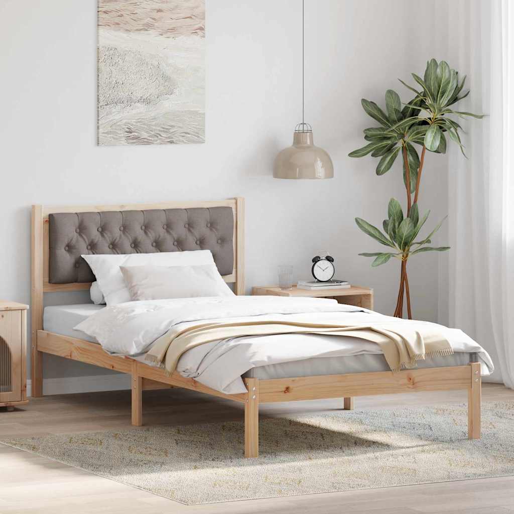 Sängram med huvudgavel Taupe 100 x 200 cm Massiv furu