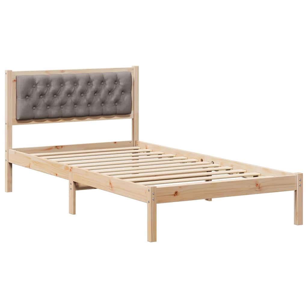 Sängram med huvudgavel Taupe 100 x 200 cm Massiv furu
